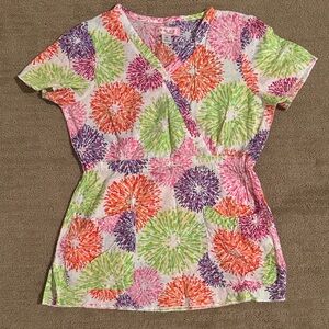 Koi Fireworks Scrub Top